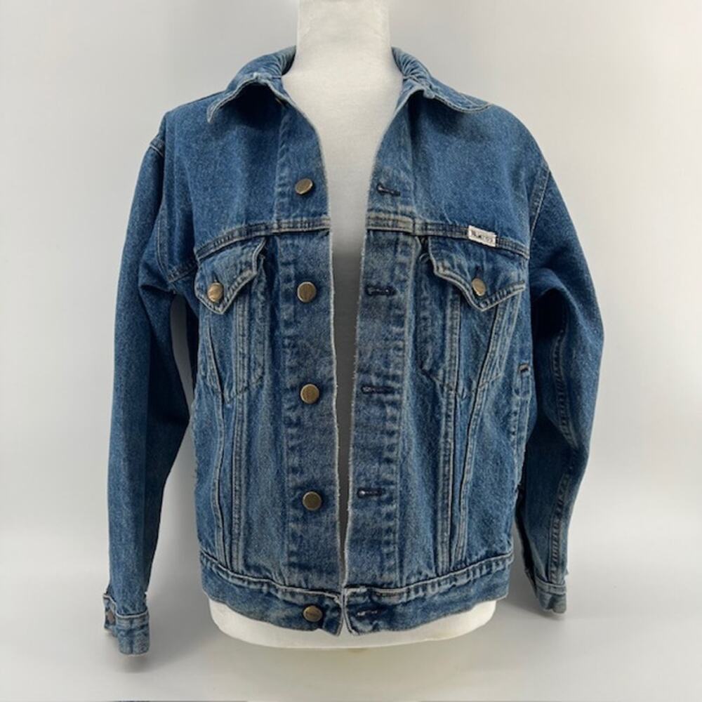 Vintage Palmetto's Denim Jean Trucker Jacket Womens L 80s  90s Grunge Distressed